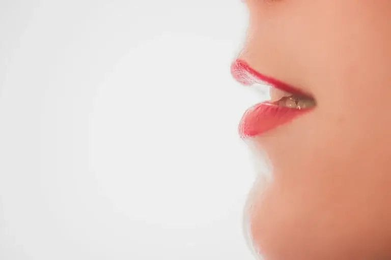 Side profile showing lips slightly parted to illustrate mouth breathing.